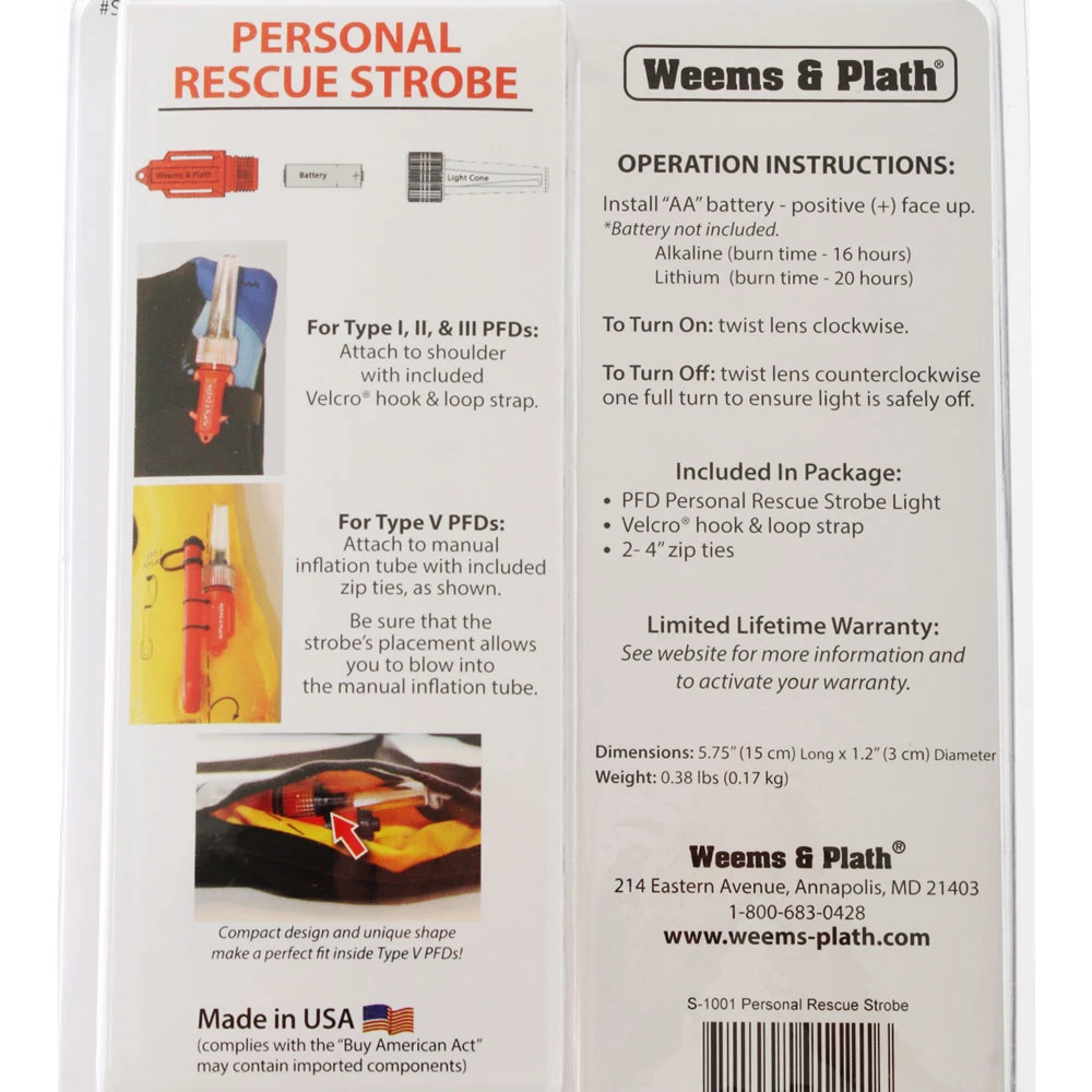Weems & Plath Weems & Plath Personal Rescue Strobe Light For PFDs 2 Weems & Plath Weems & Plath Personal Rescue Strobe Light For PFDs - Image 2