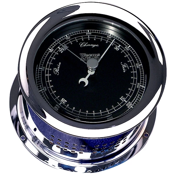 Weems & Plath Weems & Plath Chrome Plated Atlantis Premiere Barometer Black Dial/White Scale 1 Weems & Plath Weems & Plath Chrome Plated Atlantis Premiere Barometer Black Dial/White Scale