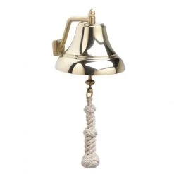 Weems & Plath Weems & Plath 7in Brass Bell With Off-White Monkeys Fist Lanyard