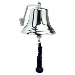 Weems & Plath Weems & Plath 8in Chrome Bell With Navy Monkeys Fist Lanyard