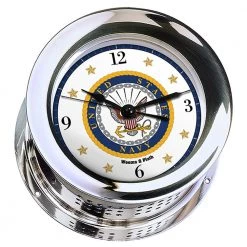 Weems & Plath Weems & Plath U.S. Navy Chrome Plated Atlantis Quartz Ships Bell Clock #7 Emblem