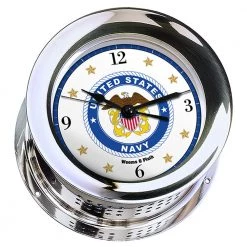 Weems & Plath Weems & Plath U.S. Navy Chrome Plated Atlantis Quartz Ships Bell Clock #8 Emblem