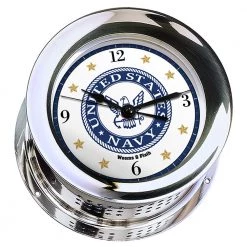 Weems & Plath Weems & Plath U.S. Navy Chrome Plated Atlantis Quartz Ships Bell Clock #9 Emblem