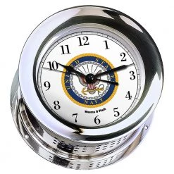 Weems & Plath Weems & Plath U.S. Navy Chrome Plated Atlantis Quartz Clock #7 Emblem